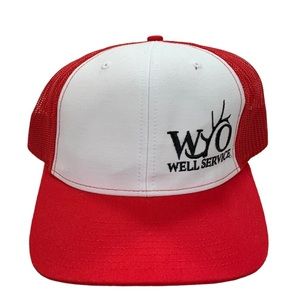 Vintage Wyoming Well Service White & Red Adjustable Snapback Trucker Hat